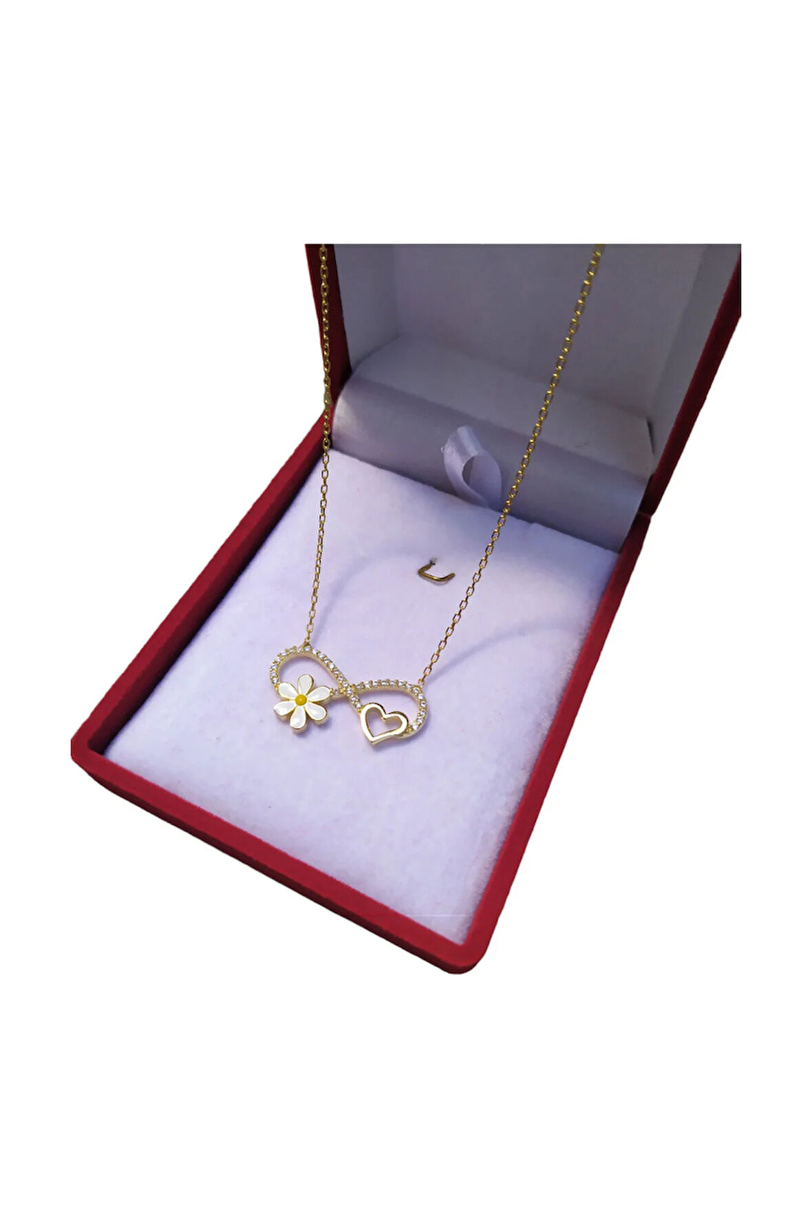 Modahilye 925 Ayar Gümüş Kalpli Sonsuzluk Papatya Kolye