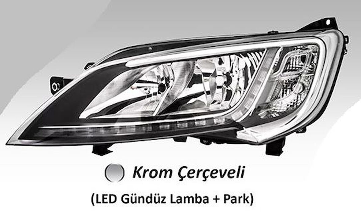 Far Motorlu Sağ Fıat Ducato Maxı /Peugeot Boxer / Cıtroen Jumper ( 2014› ) Led (Ballast Hariç)  Krom Çerçeveli