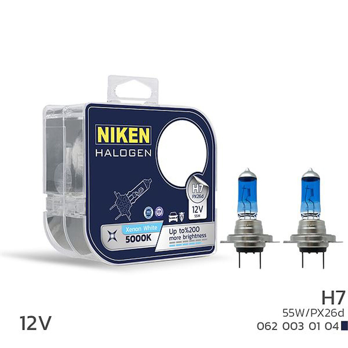 Nıken 12V H7 55W Beyaz Işık Ampul Px26D 5000K