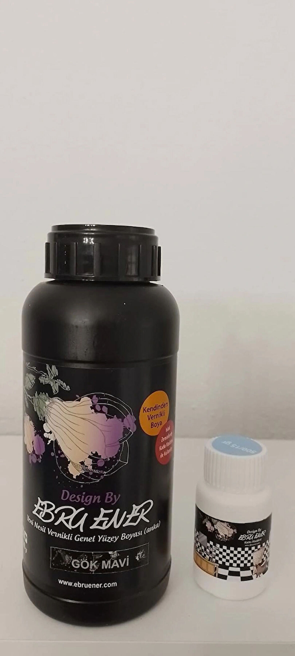 Ebru Ener Anka Vernikli Genel Yüzey Boyası Gök Mavi 500 gr. ve Katkı Maddesi 15 gr.
