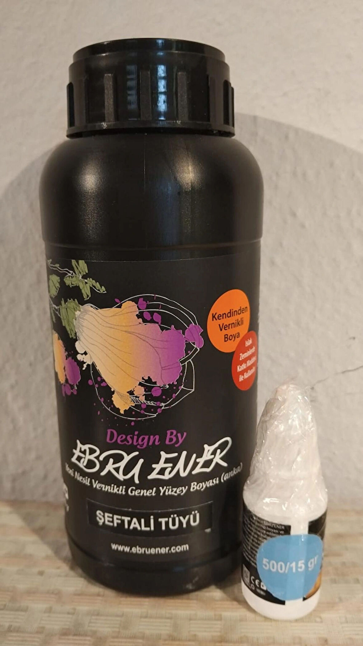 Ebru Ener Anka Vernikli Genel Yüzey Boyası Şeftali Tüyü 500 gr. ve Katkı Maddesi 15 gr.
