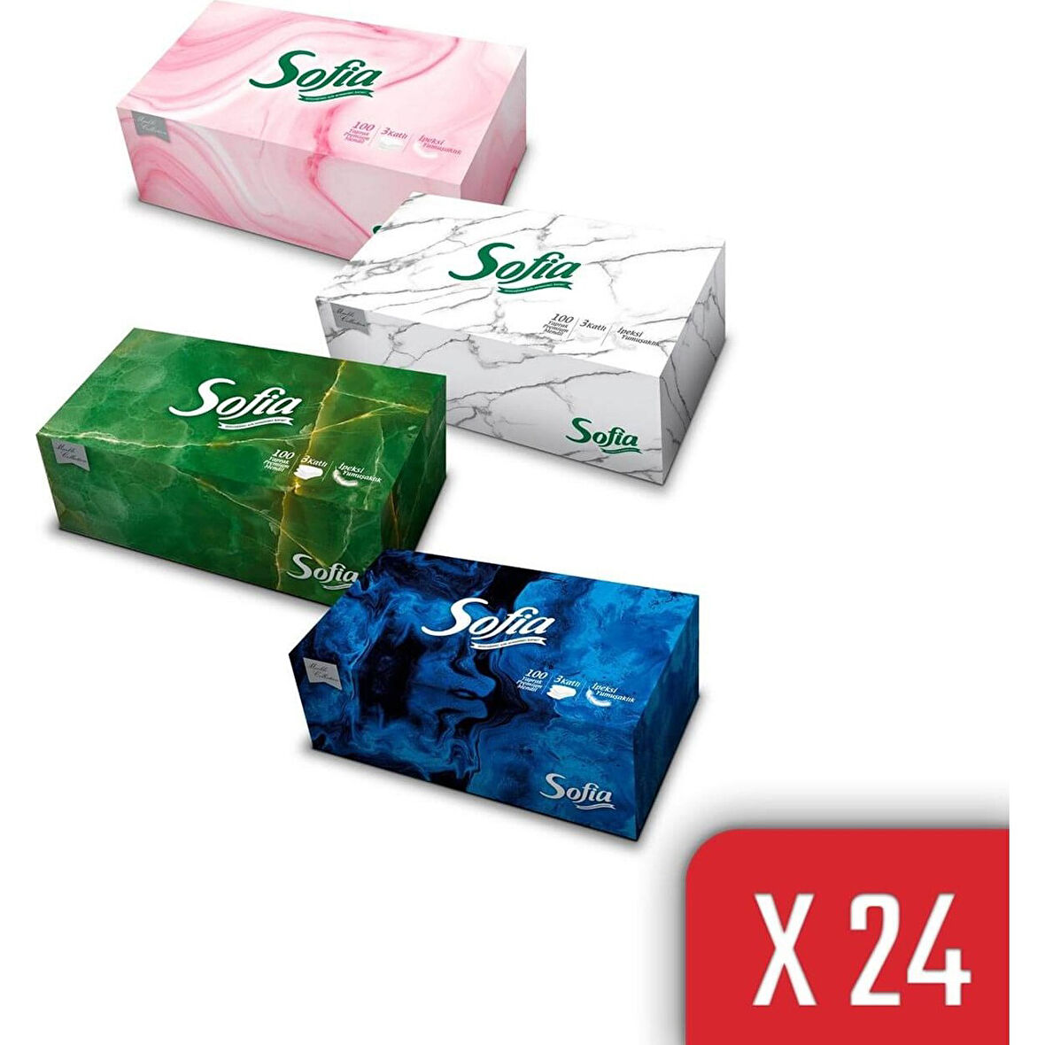 Sofia Kutu Mendil 100 Yaprak x 24