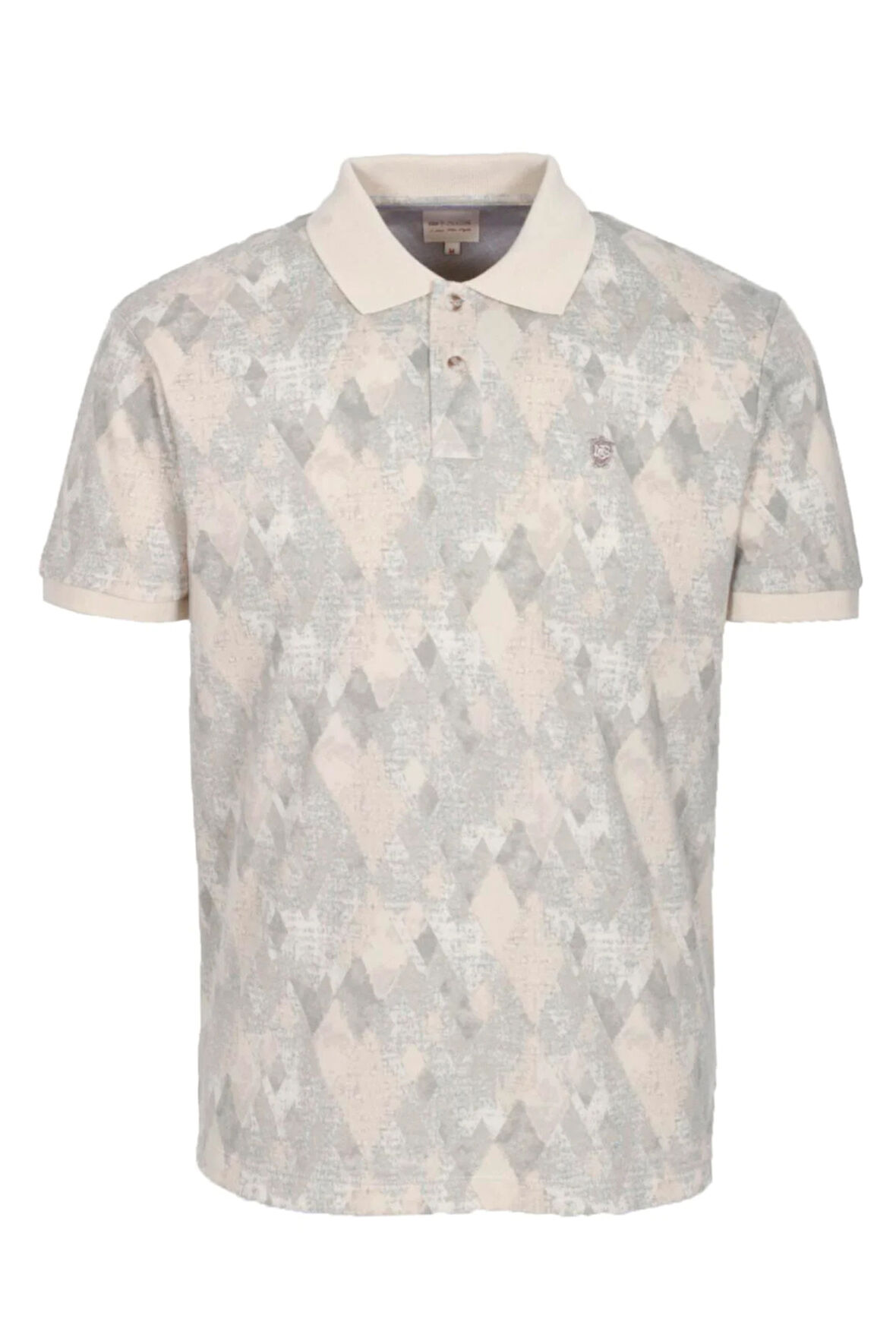 Erkek Polo Yaka Tişört Bej Slim Fit Ribanalı Kol Pamuklu Baskılı T-shirt NCS JEANS 1251