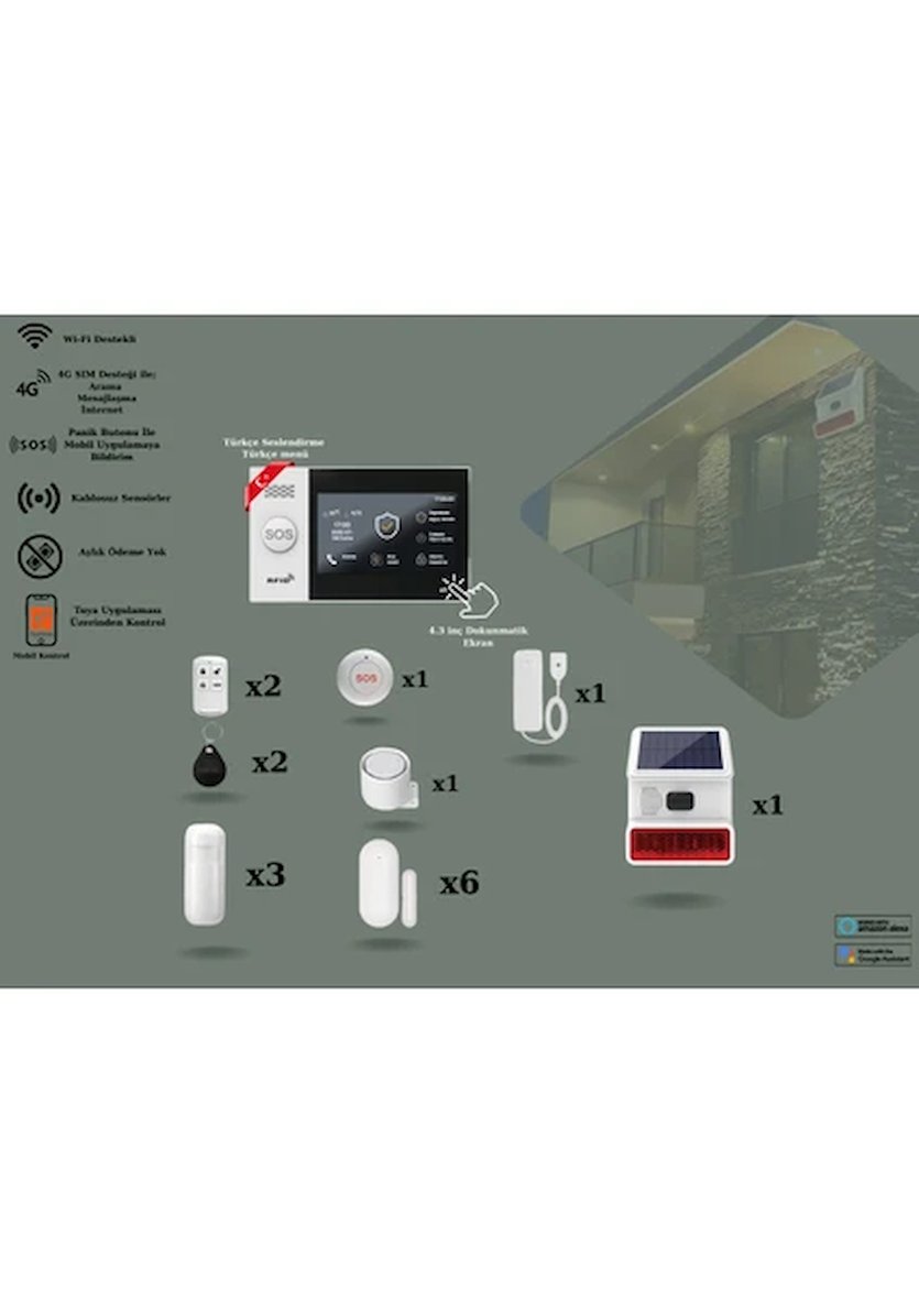 Akıllı Güvenlik Obiem Alarm Sistemleri (Güneş Enerjili Dış Sirenli Standart Plus)