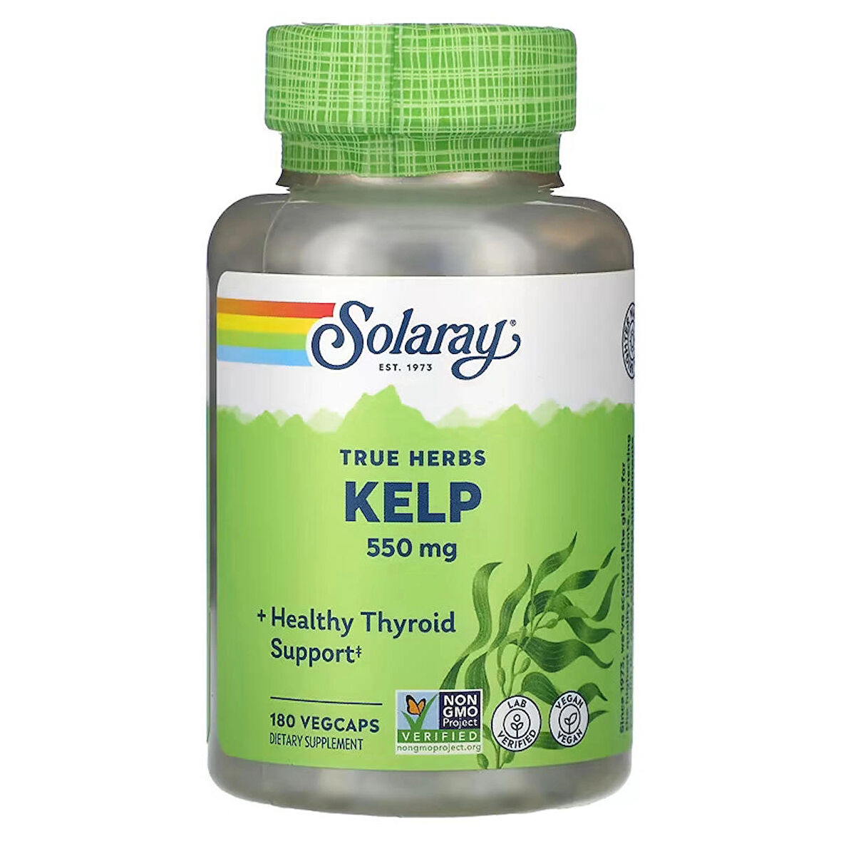 Solaray, True Herbs, Kelp, Yosun tozu 550 mg, 180 Vegetable Caps