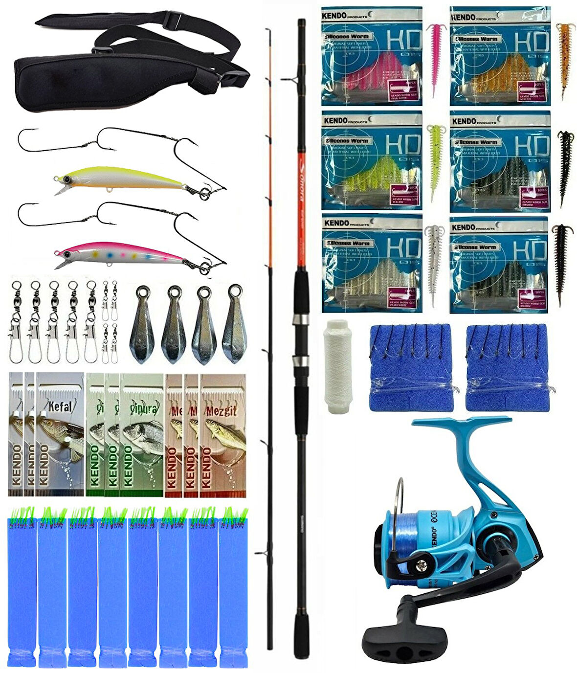 Yek Outdoor Hazır Tekne Oltası Seti Shimano Kamış Sonora Boat Quiver 2,10m 50-150g 2pc&Kendo Ocean Cast 5000 Olta Makinesi