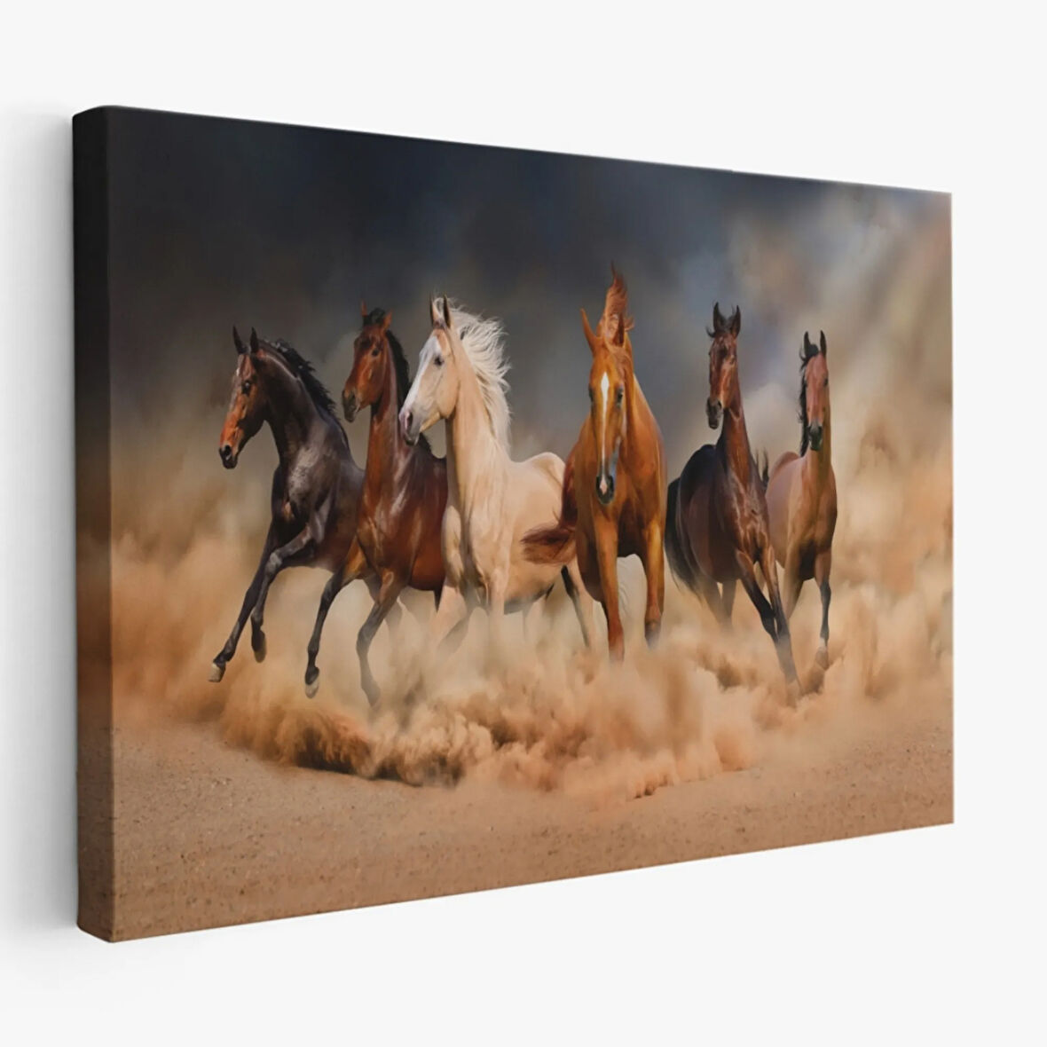 Koşan Atlar, Hayvan Temalı Dekoratif Kanvas Tablo, Duvar Dekoru 1126