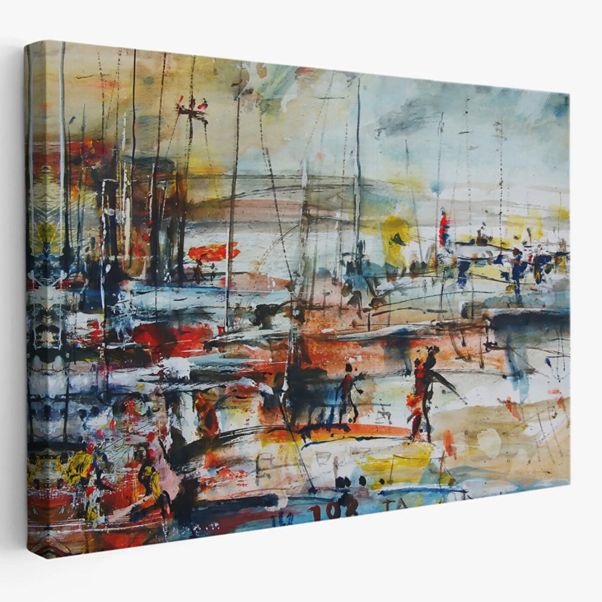 Limandaki Tekneler, Modern Dekoratif Kanvas Tablo, Duvar Dekoru 1185