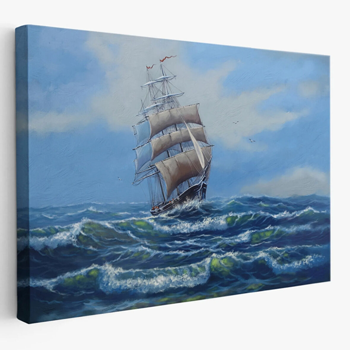 Okyanustaki Büyük Yelkenli, Modern Dekoratif Kanvas Tablo, Duvar Dekoru 1215