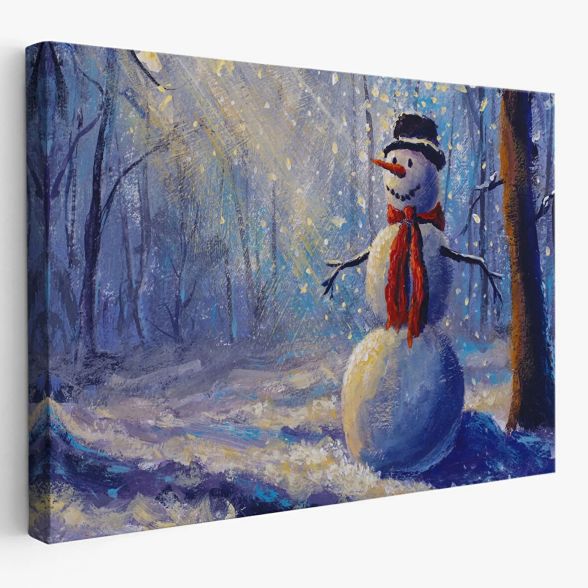 Güneş Işınları ve Kardanadam, Modern Dekoratif Kanvas Tablo, Duvar Dekoru 1239