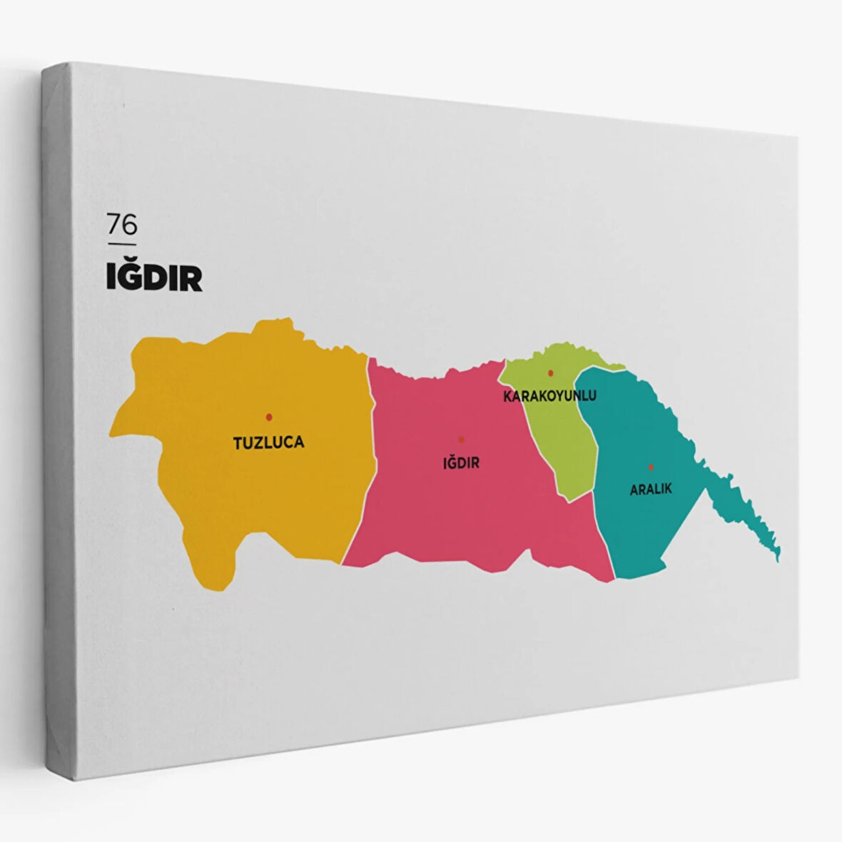 İl ve İlçeler Haritası Iğdır, Modern Dekoratif Kanvas Tablo, Duvar Dekoru 1357