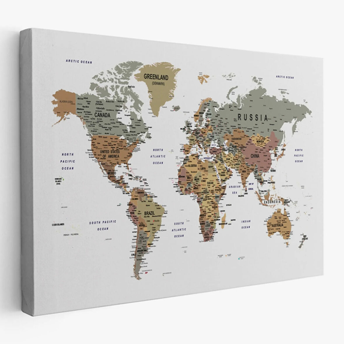 Detaylı ve Eğitici İngilizce Dünya Haritası, Harita Dekoratif Kanvas Tablo, Duvar Dekoru 1598