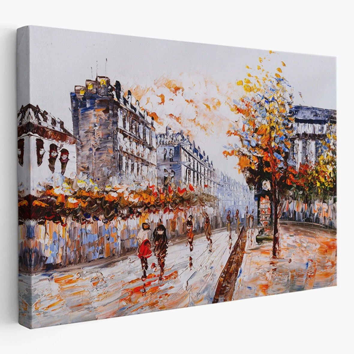Yağlıboya Görünüm Paristen Sokaklar Dekoratif Kanvas Tablo, Duvar Dekoru 3483