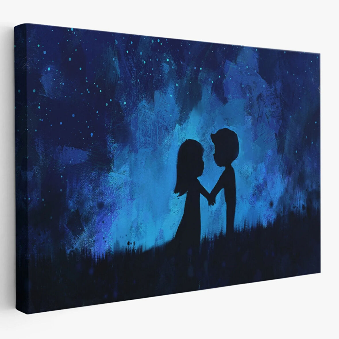 Küçük Aşıklar Ay Işığında Dekoratif Kanvas Tablo, Duvar Dekoru 3486