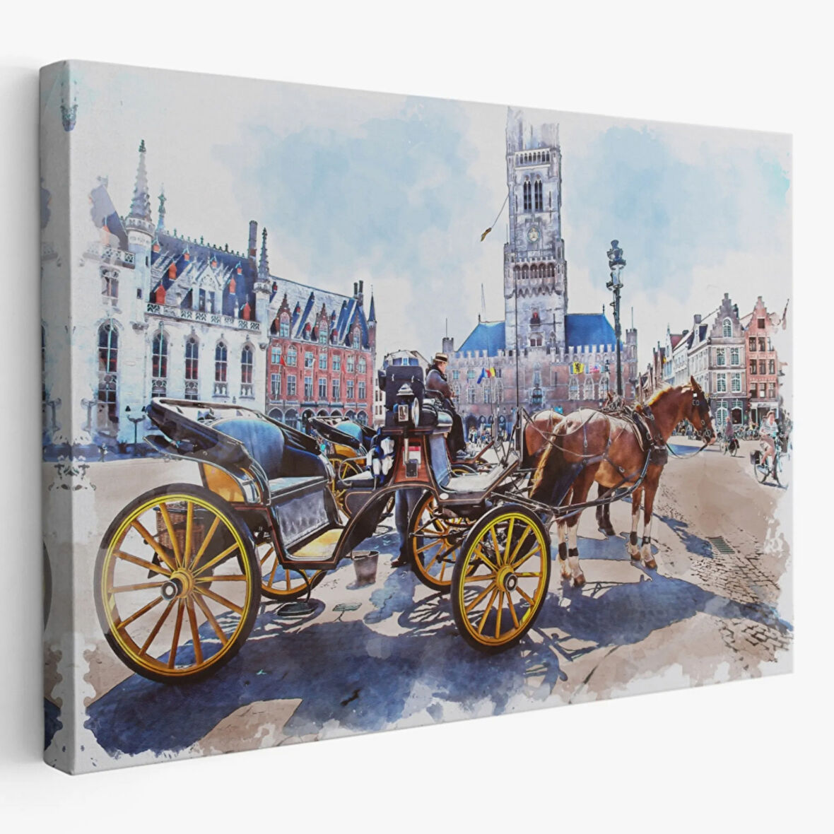 Belçika Brugge Tarihi Kasaba Dekoratif Kanvas Tablo, Duvar Dekoru 3512