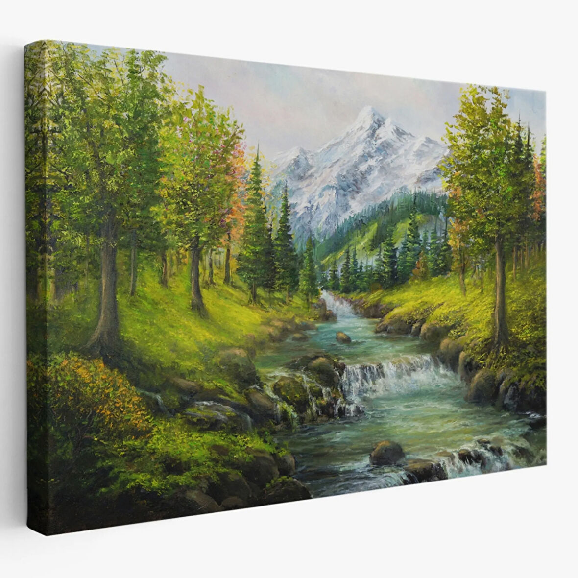 Karlı Dağlar ve İlkbahar Dekoratif Kanvas Tablo, Duvar Dekoru 3527