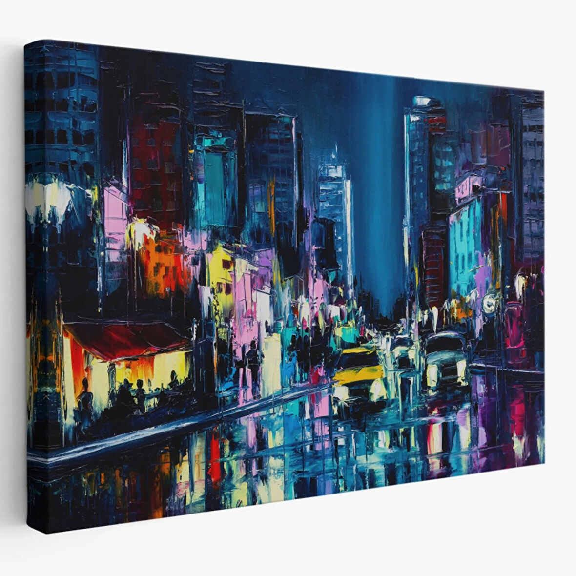 Yağlıboya Görünüm NewYork Gece Manzarası Dekoratif Kanvas Tablo, Duvar Dekoru 3533