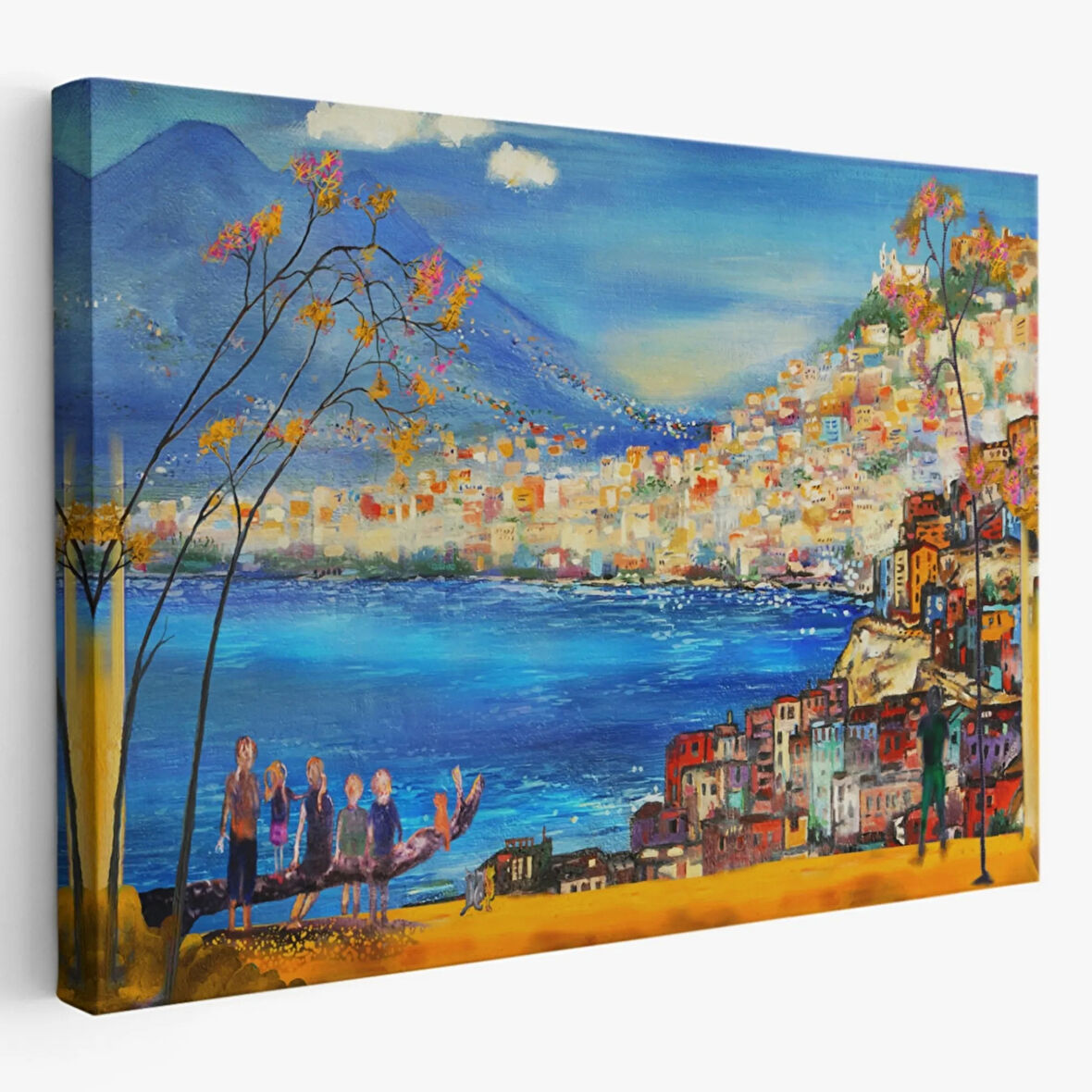 Yağlıboya Görünüm Güney İtalya Dekoratif Kanvas Tablo, Duvar Dekoru 3578