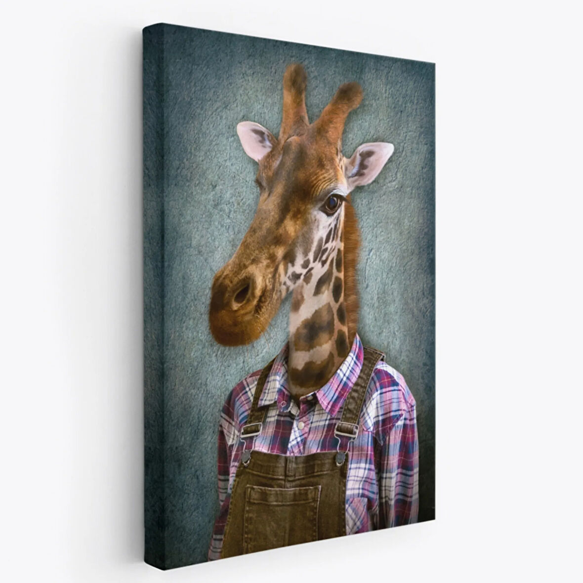 İnsan Görünümlü Zürafa Dekoratif Kanvas Tablo, Duvar Dekoru 4989