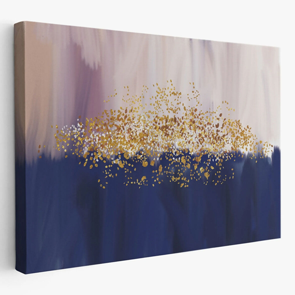 Gold ve Mavi Ton Uyumu Modern Dekoratif Kanvas Tablo, Duvar Dekoru 5045