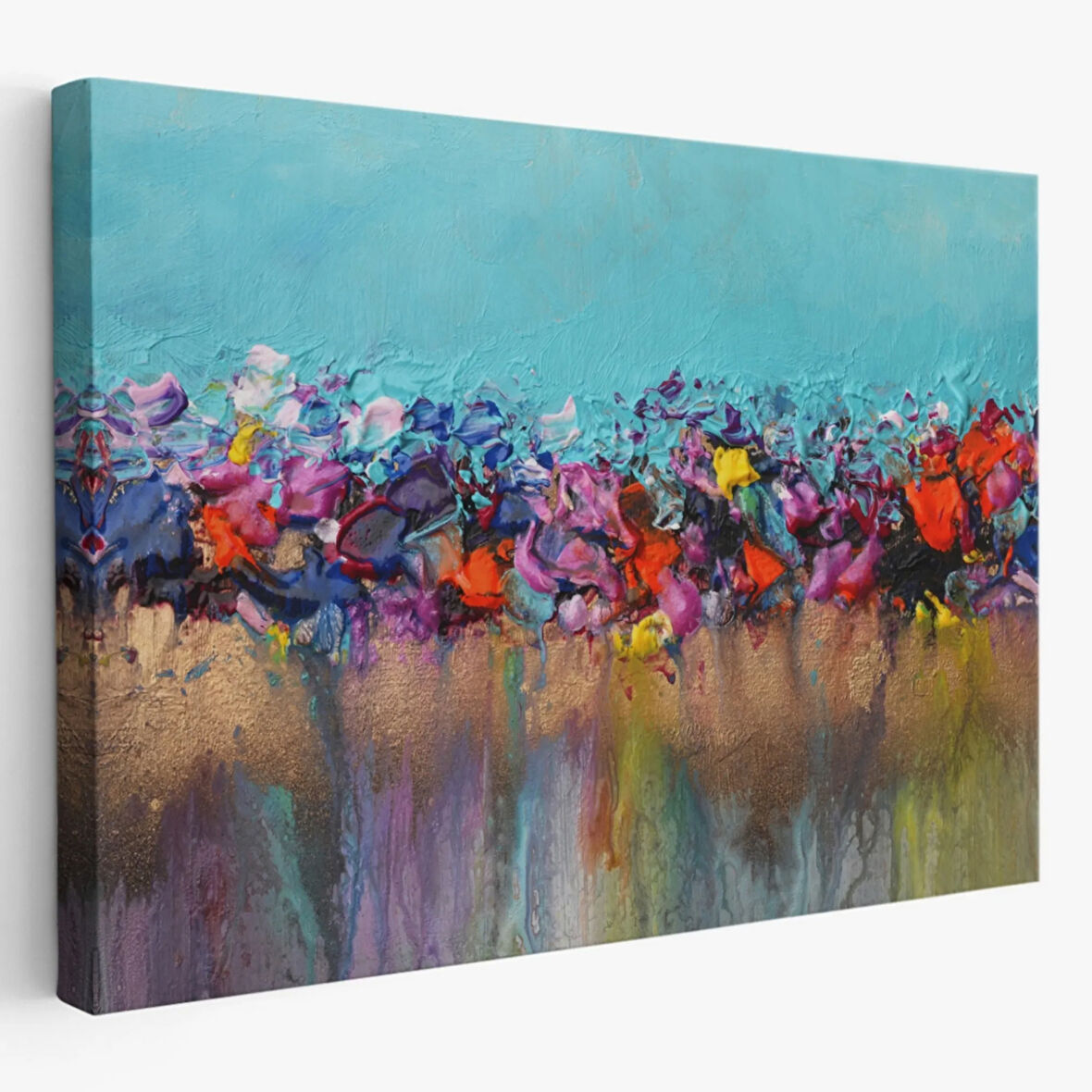 Renkli Akrilik Boyalar Akma Anı Dekoratif Kanvas Tablo, Duvar Dekoru 5048