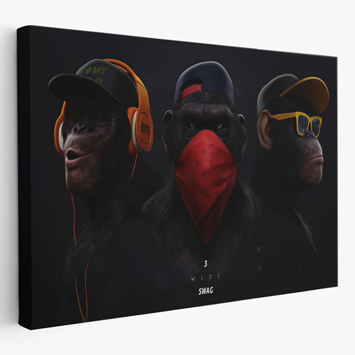 Üç Maymun Modern Dekoratif Kanvas Tablo, Duvar Dekoru 5167