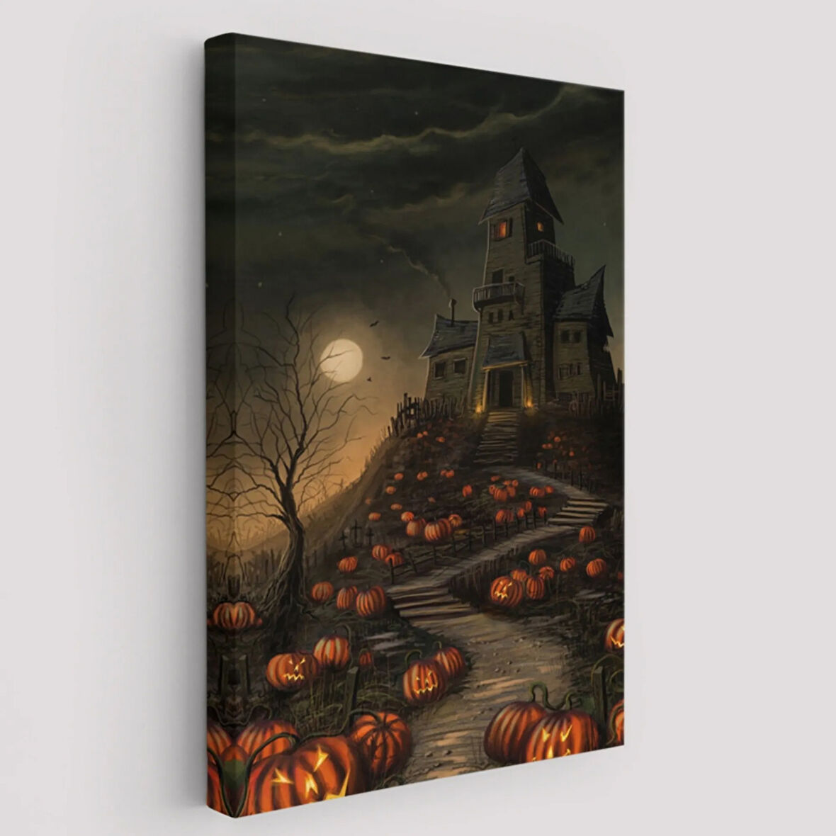 Cadılar Bayramı Korku Evi Dekoratif Kanvas Tablo, Duvar Dekoru 5248