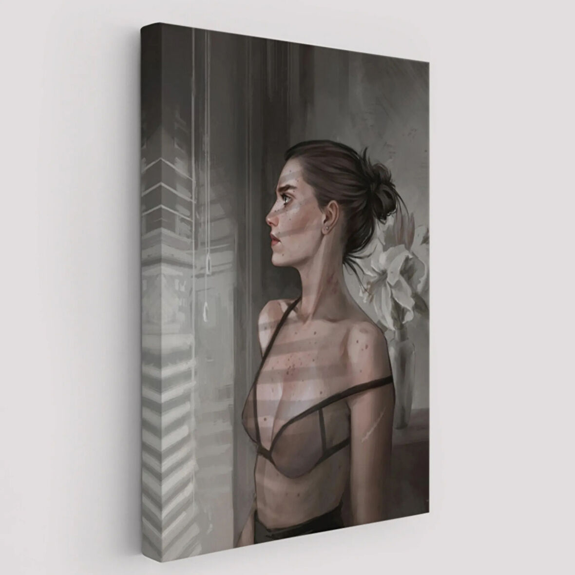 Pencereden Dışarı Bakan Güzel Kadın Dekoratif Kanvas Tablo, Duvar Dekoru 5257