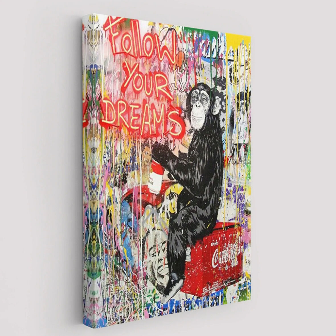 Banksy Graffiti Hayallerinin Peşinden Git, Maymun Dekoratif Kanvas Tablo, Duvar Dekoru 5304