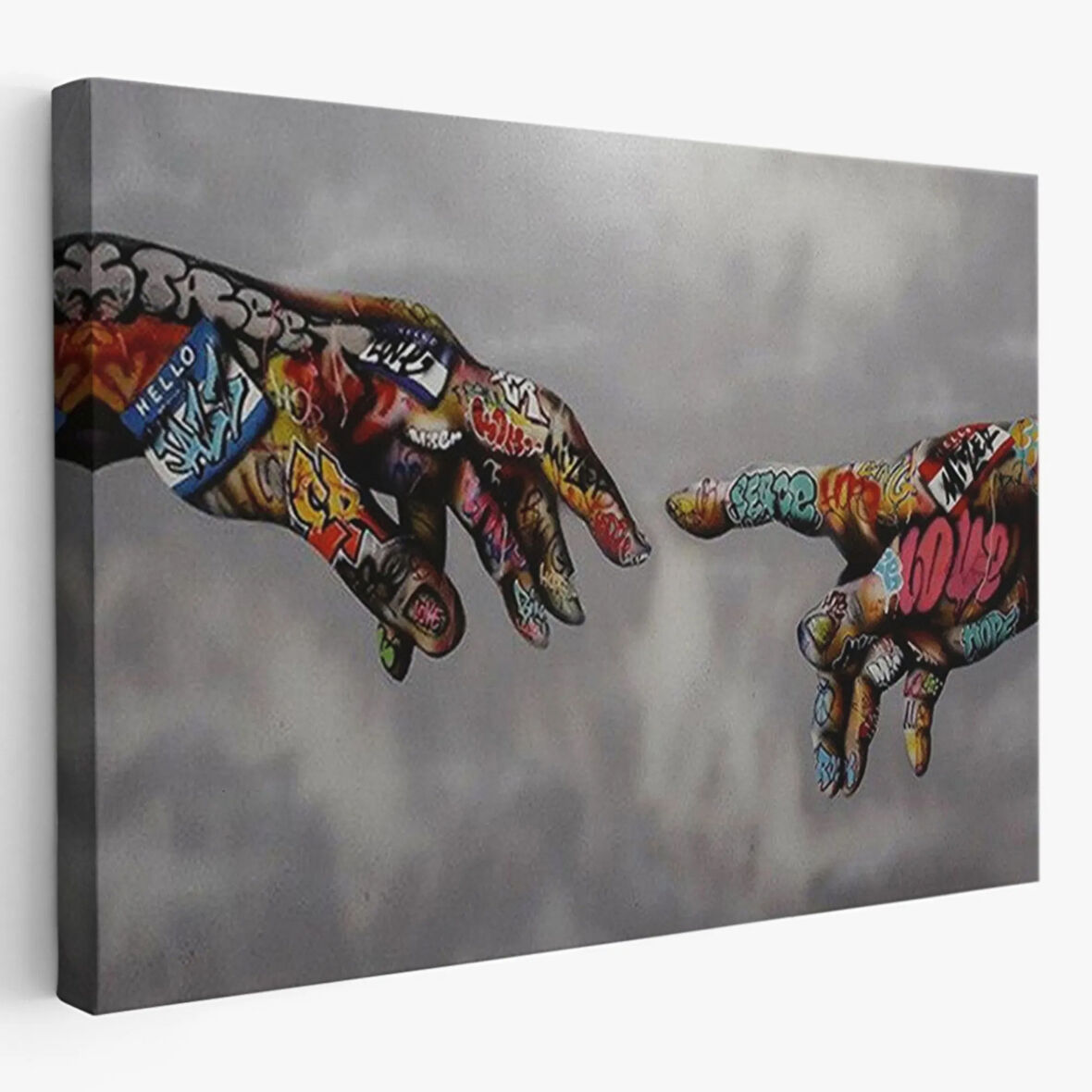 Graffiti Sokak Sanatı Tanrının Eli Banksy Dekoratif Kanvas Tablo, Duvar Dekoru 5415