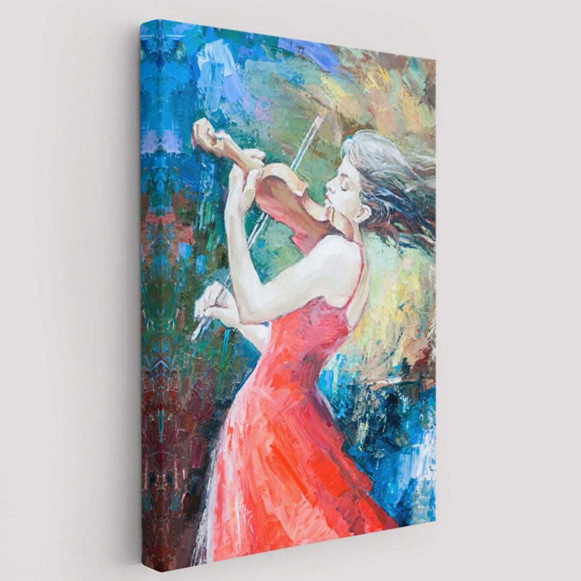 Keman Virtüözü Müzisyen Kadın Dekoratif Kanvas Tablo, Duvar Dekoru 5922