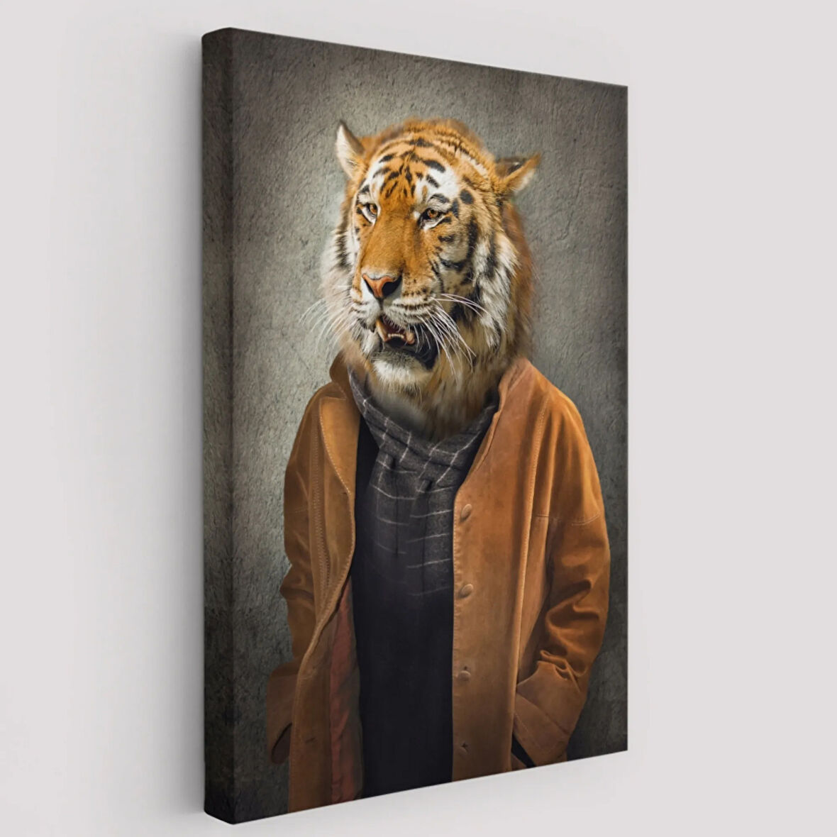 İnsan Görünüm Kaplan Dekoratif Kanvas Tablo, Duvar Dekoru 5938