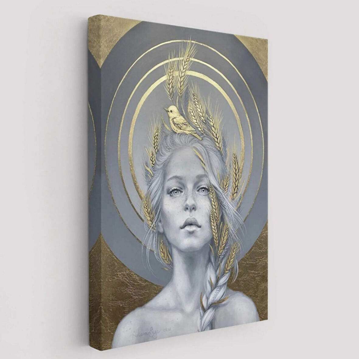 Güzel Kadın ve Altın Detayları Dekoratif Kanvas Tablo, Duvar Dekoru 6044
