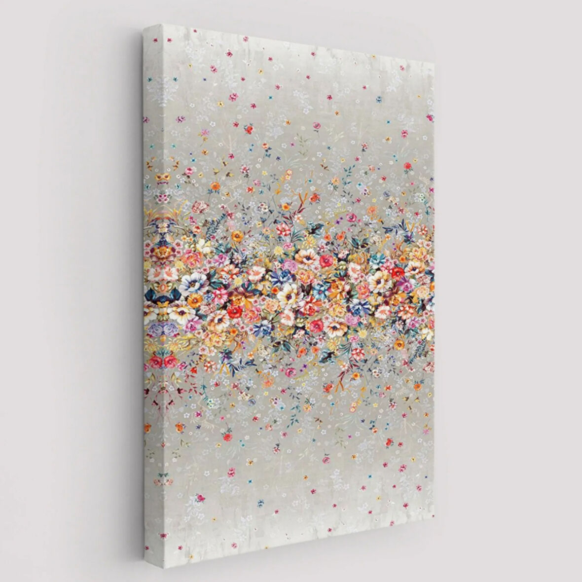 Renkli Çiçekler Temalı Dekoratif Kanvas Tablo, Duvar Dekoru 6085