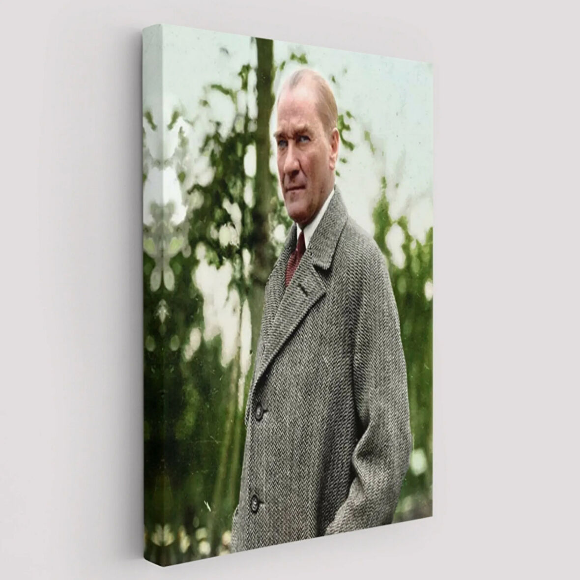 Paltolu Mustafa Kemal Atatürk Fotoğrafı Dekoratif Kanvas Tablo, Duvar Dekoru 6199