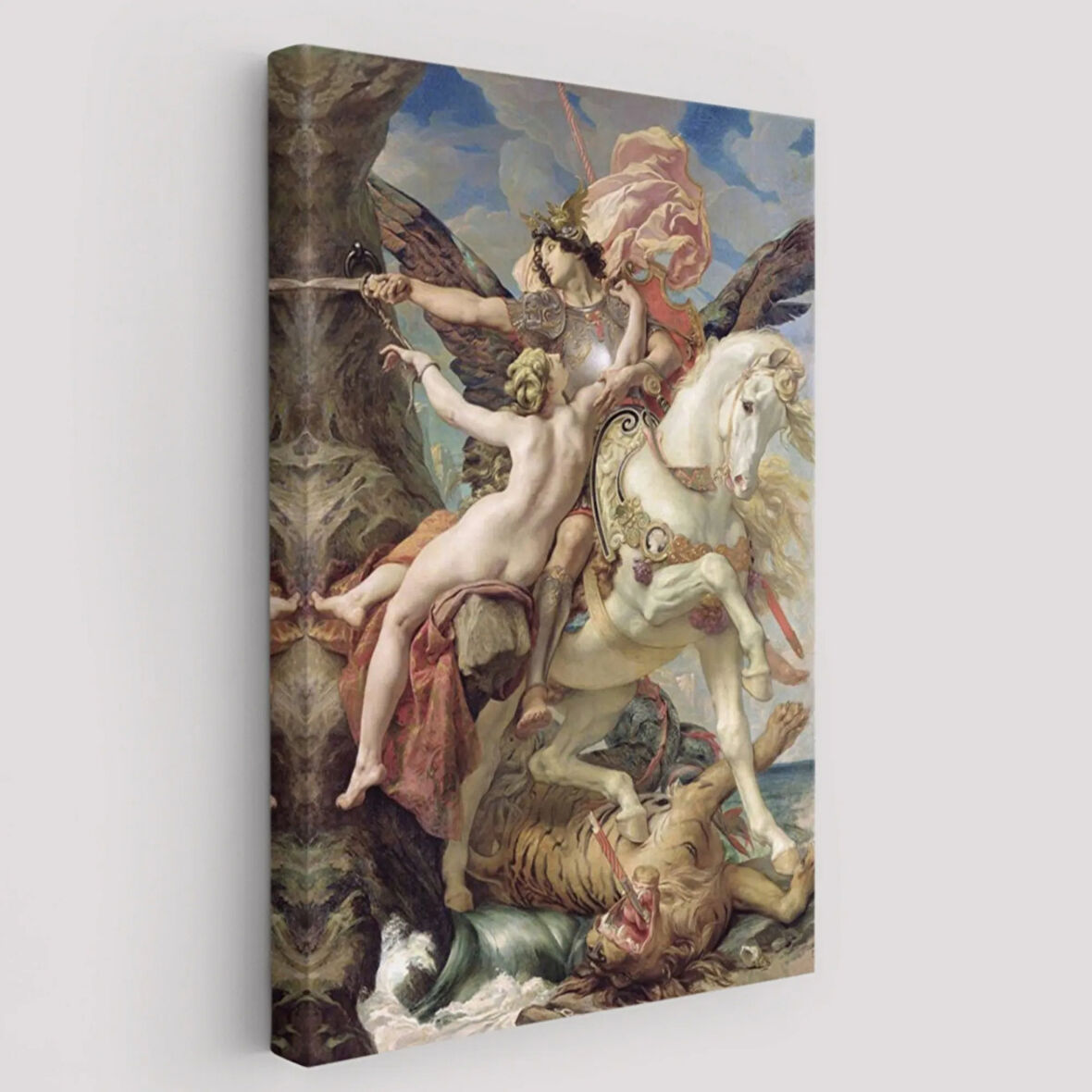 Ruggiero ve Angelica Eseri Joseph Paul Dekoratif Kanvas Tablo, Duvar Dekoru 6218