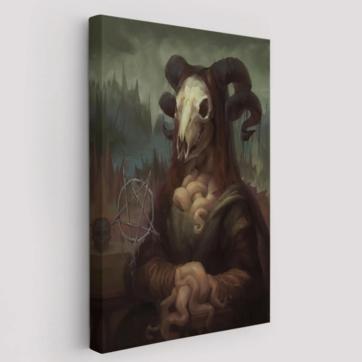 Canavar ve Mona Lisa Duruşu Dekoratif Kanvas Tablo, Duvar Dekoru 6246