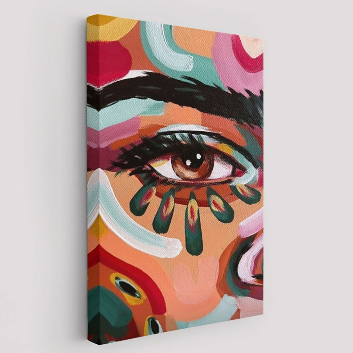 Yağlıboya Görünüm Renkli Kadın Dekoratif Kanvas Tablo, Duvar Dekoru 6321