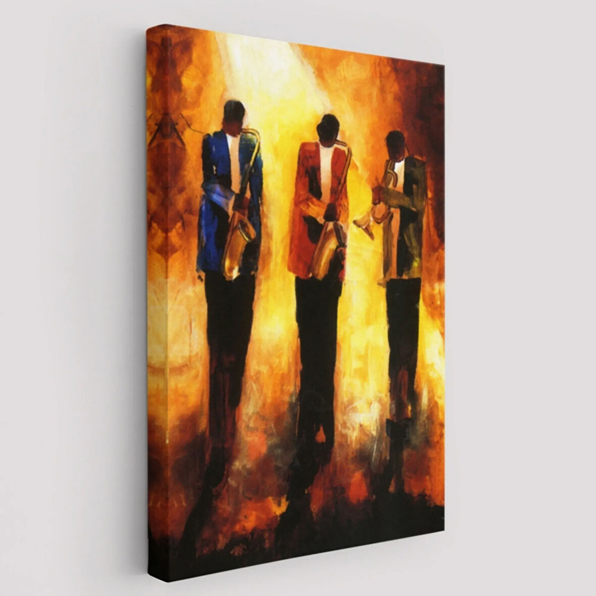 Müzik Grubu ve Saksafon Dekoratif Kanvas Tablo, Duvar Dekoru 6422