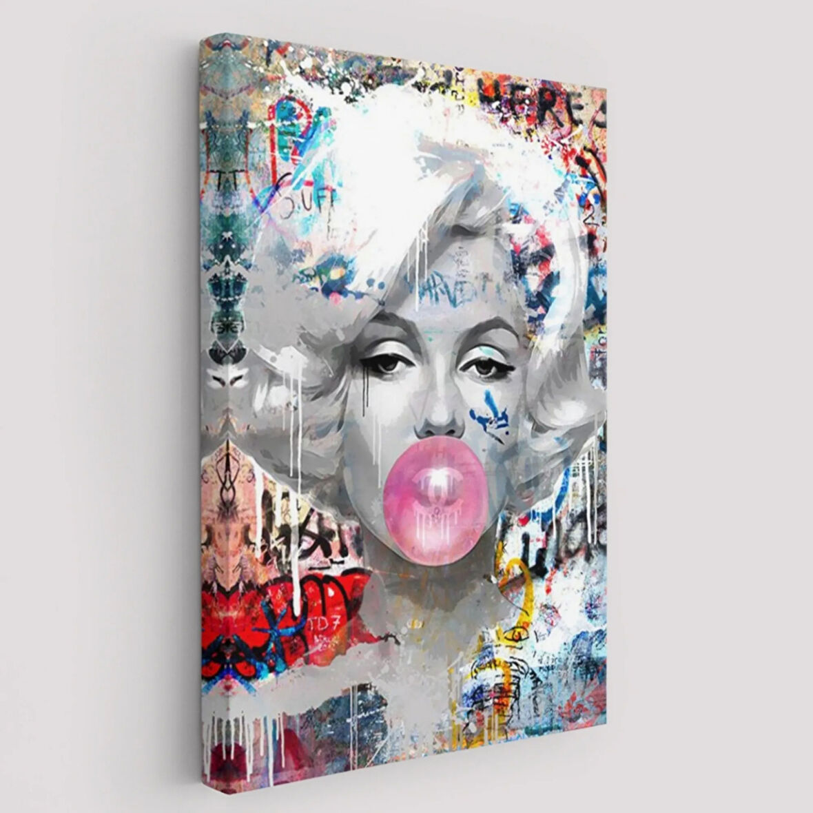 Marilyn Monroe ve Güzelliği Graffiti Pop Art Dekoratif Kanvas Tablo, Duvar Dekoru 6471