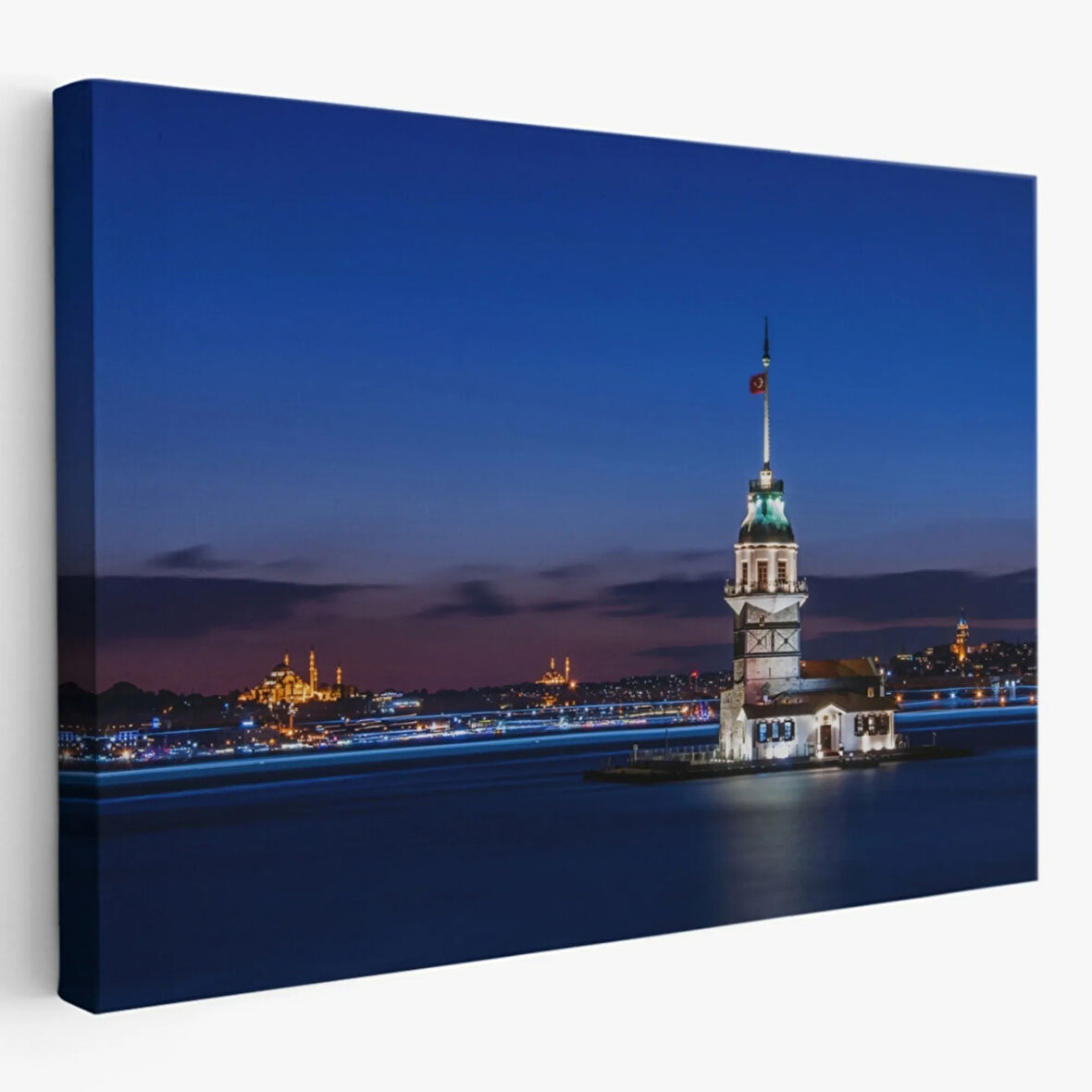 Gece Kız Kulesi İstanbul Dekoratif Kanvas Tablo, Duvar Dekoru 6502