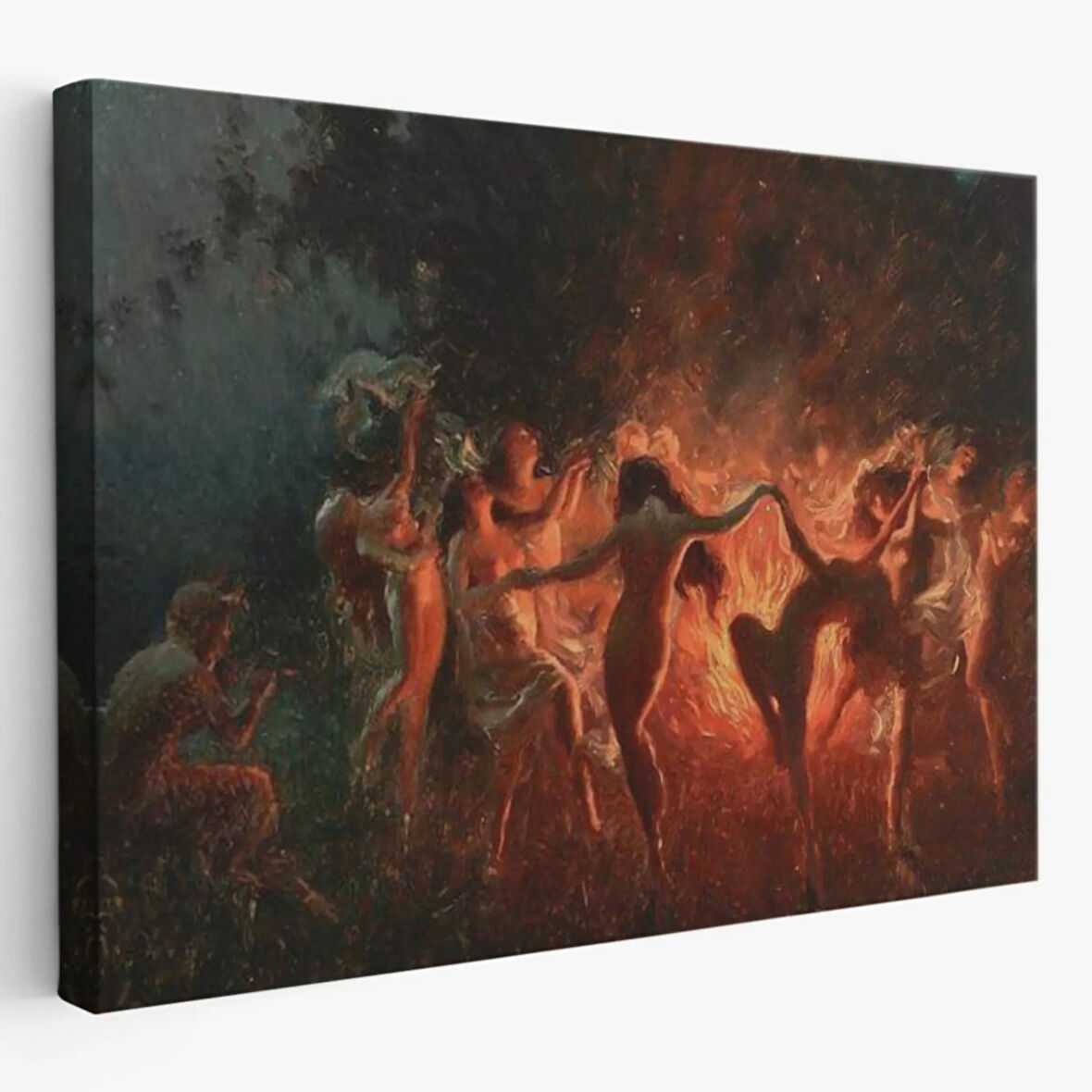 Ateş ve Dans Eden Kadınlar Şabat Ayini Dekoratif Kanvas Tablo, Duvar Dekoru 6589