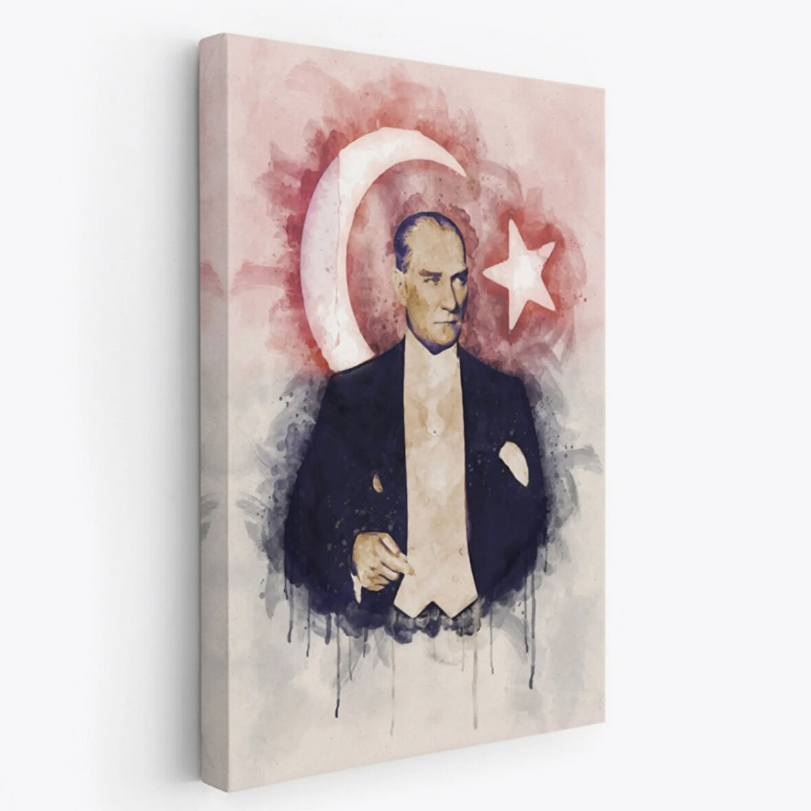 Mustafa Kemal Atatürk ve Türk Bayrağı Dekoratif Kanvas Tablo, Duvar Dekoru CY76
