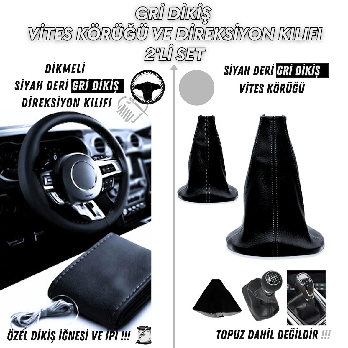 OPEL Astra 5 Kapı 1.6 i 5MT Uyumlu Dikişli Vites Körüğü ve Direksiyon Kılıfı 2'li Set
