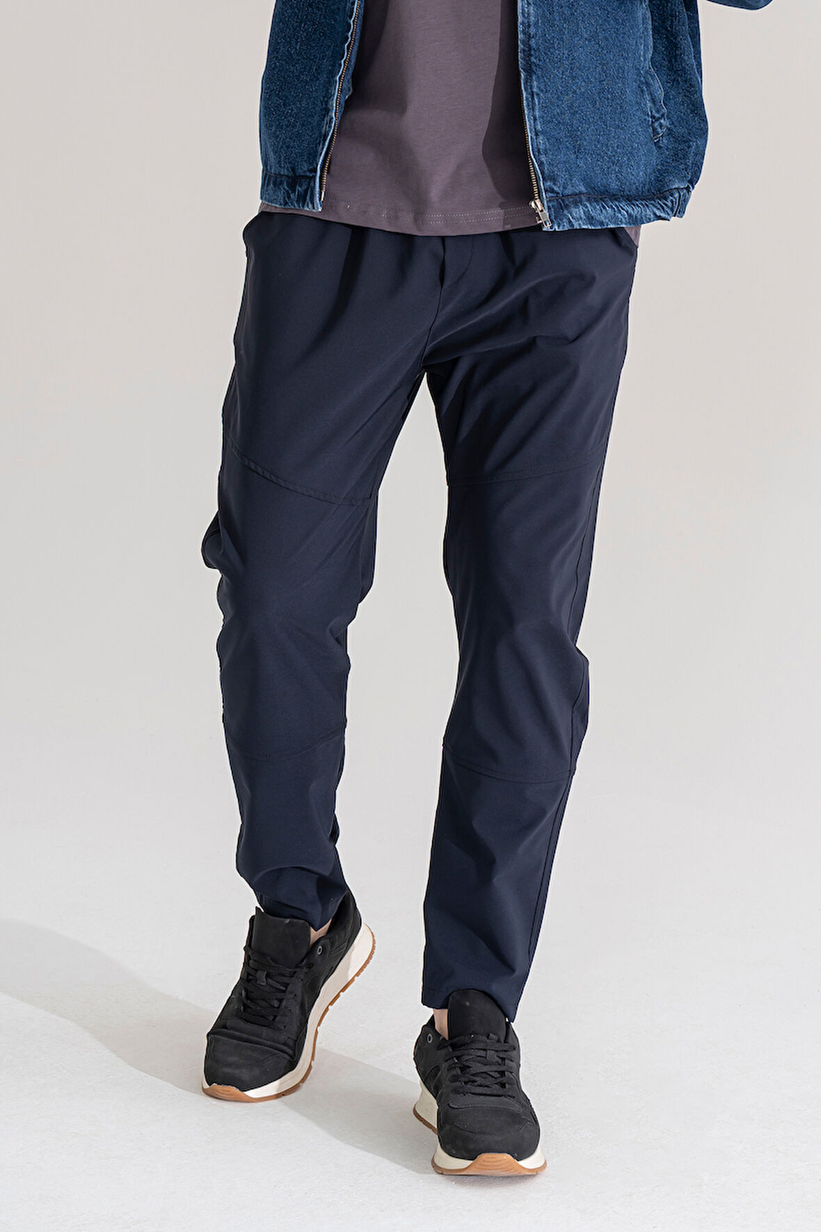 Erkek Lacivert Yandan Cepli Beli Lastikli Bağcıklı Bilek Paça Slimfit Dar Kesim Jogger Pantolon