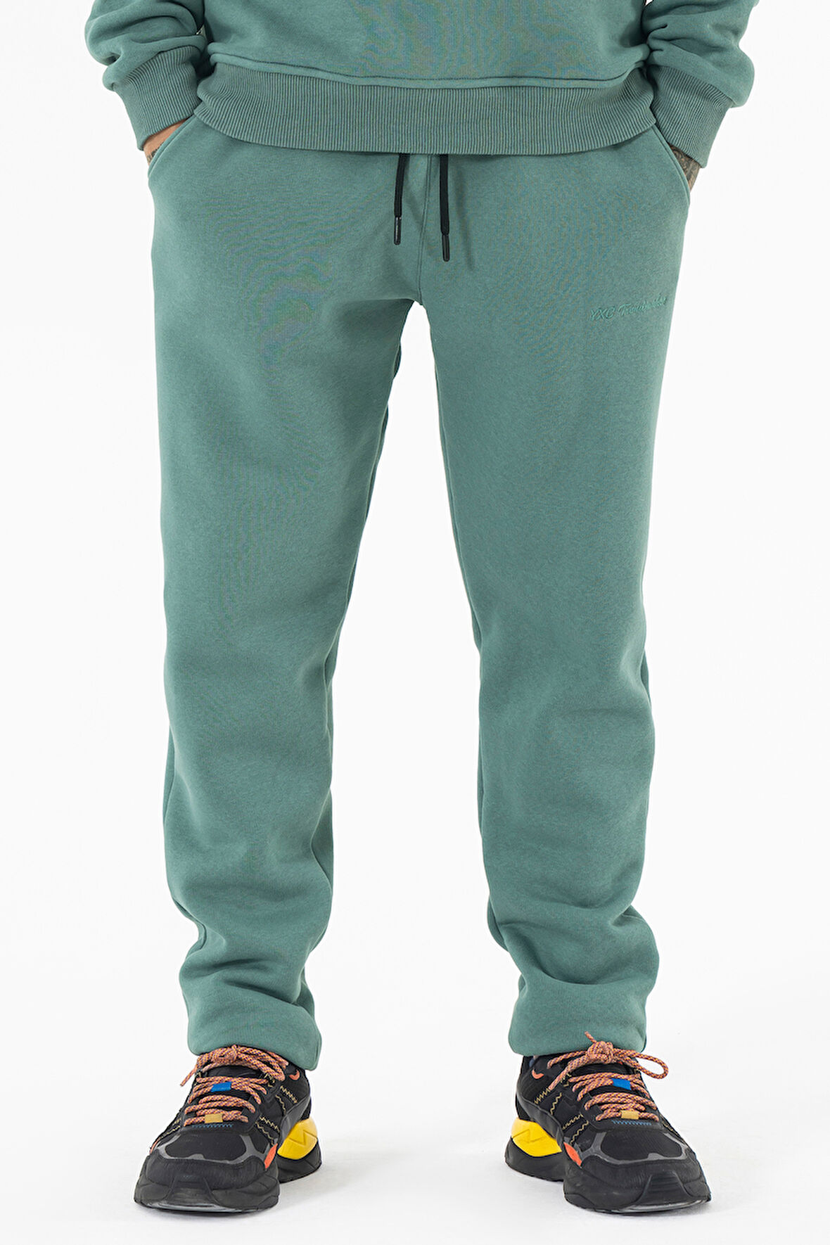 Erkek Mint Eşofman Altı Rahat Kalıp 3 iplik Şardonlu Düz Paça