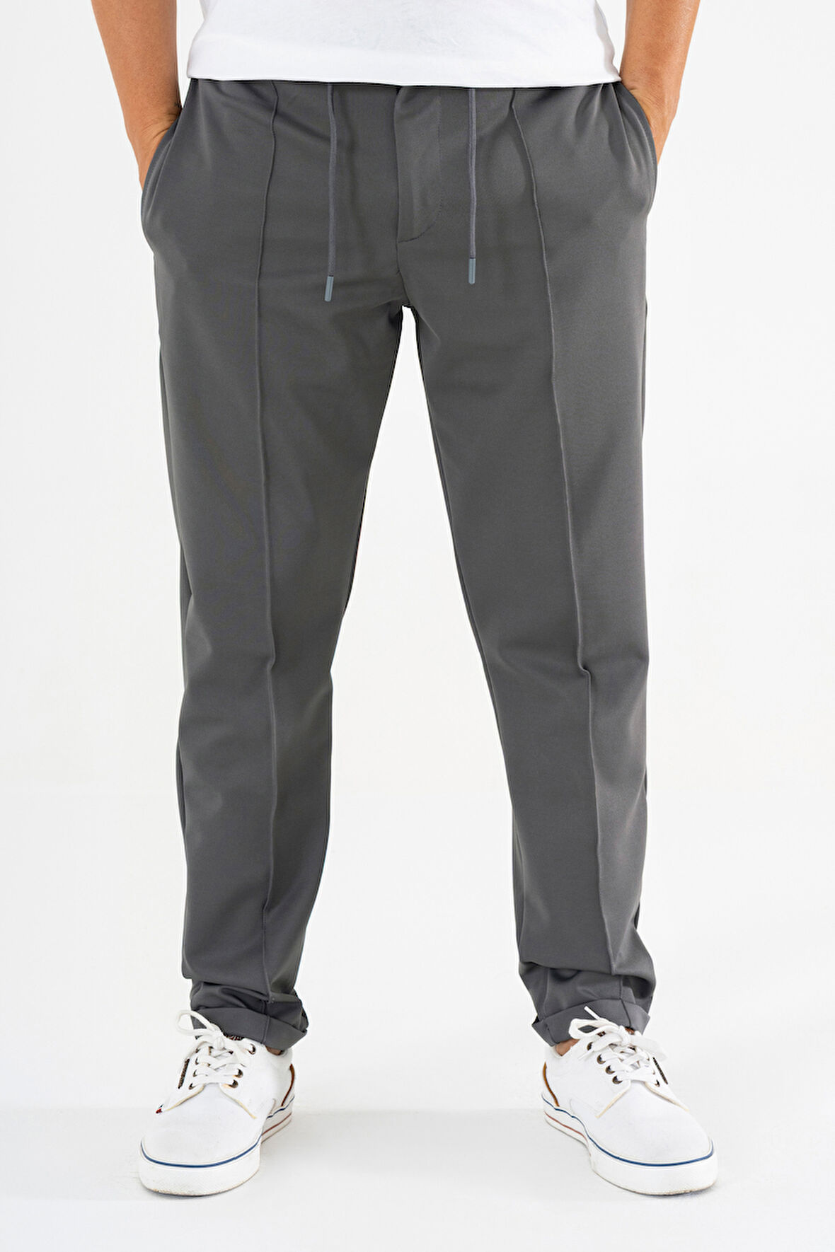 Erkek Füme Çımalı Rahat Spor Pantolon Duble Paça Jogger Eşofman Altı