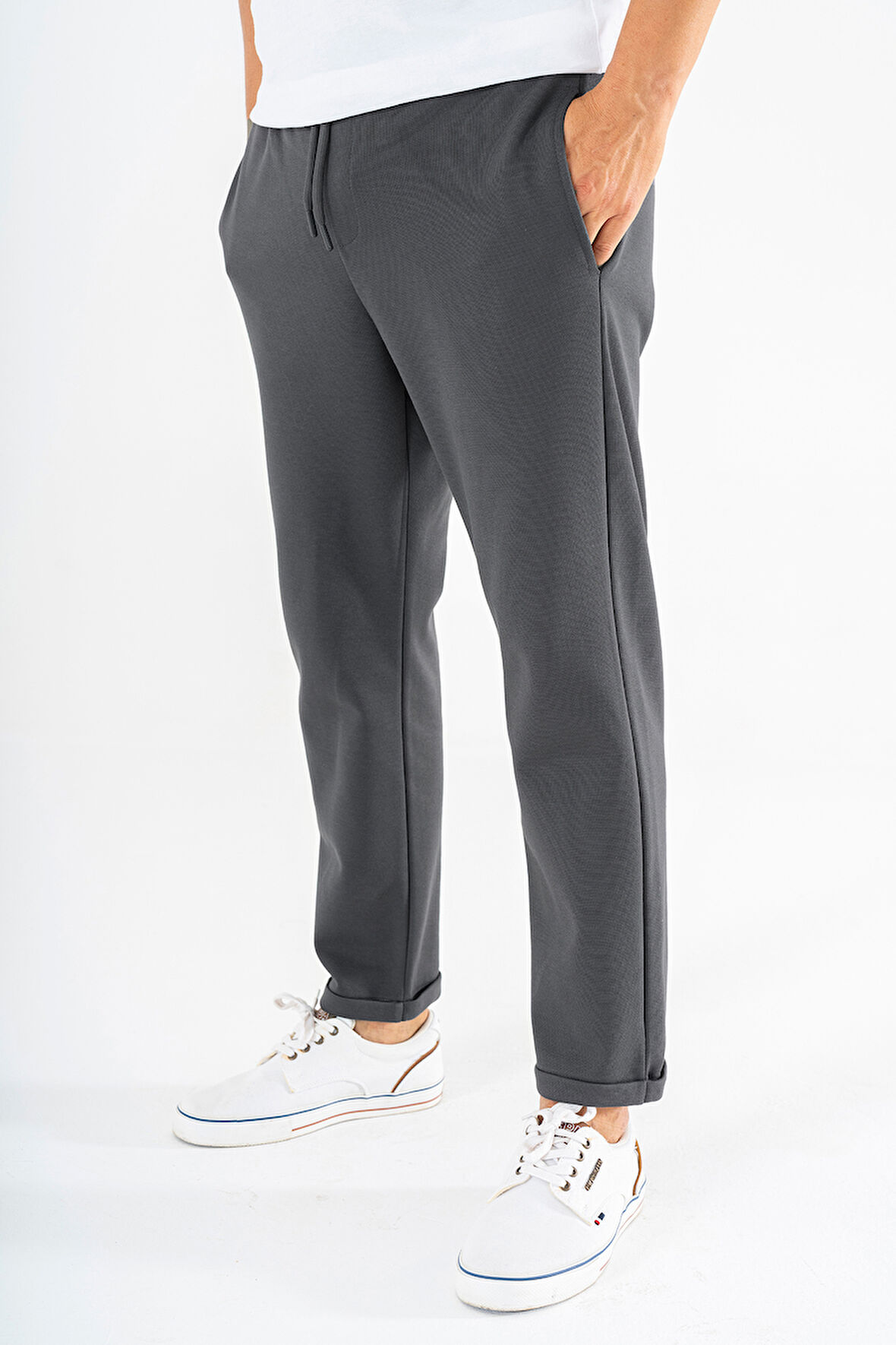 Erkek Füme Jogger Eşofman Altı Duble Paça Spor Rahat Pantolon