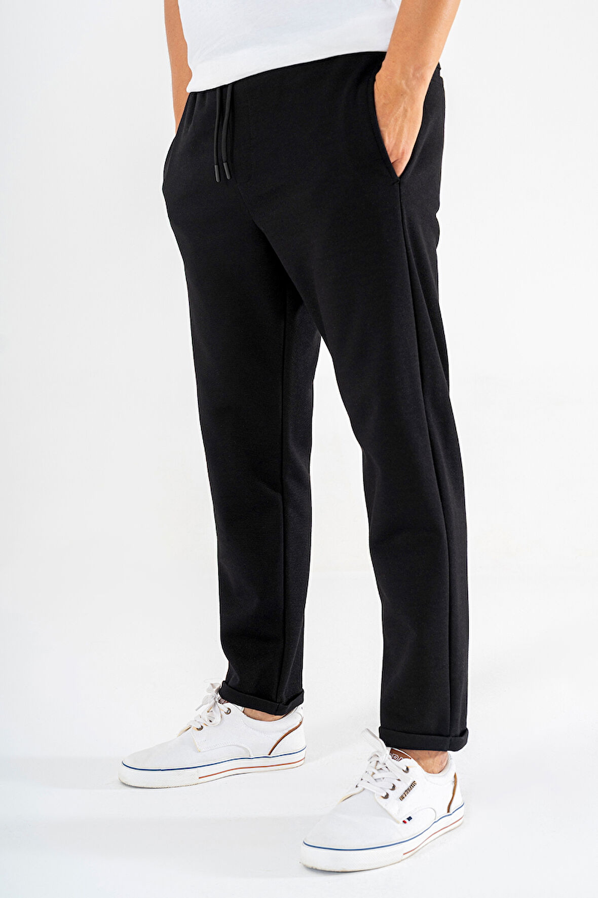 Erkek Siyah Jogger Eşofman Altı Duble Paça Spor Rahat Pantolon