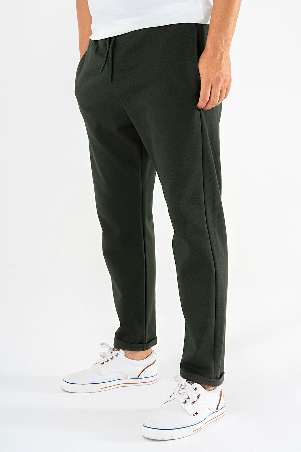 Erkek Haki Jogger Eşofman Altı Duble Paça Spor Rahat Pantolon